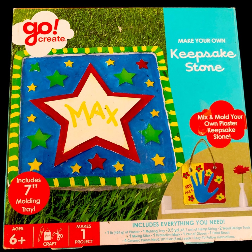 Keepsake Stone Craft, Grandkid Gift, BUNDLE w/other itemsPlaster Mold.New  inBox